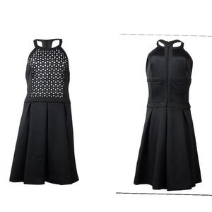 Guess Women's Scuba Halter Dress Size 4 Open Back LBD Little Black Dress